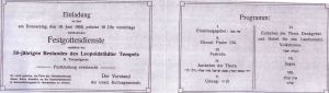 Invitation to the 50th Jubilee of the establishment of the Leopoldstadt Temple